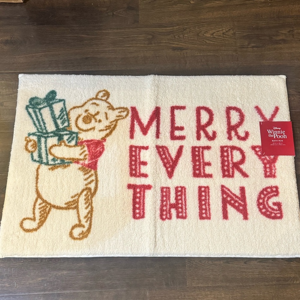 Disney Winnie the Pooh Festive Red and White Rug